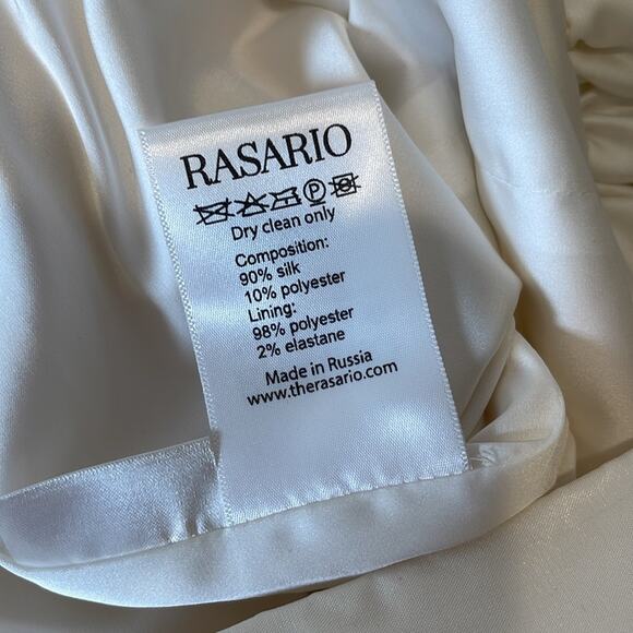 Rasario Ruffled Silk Crepe Corset Strapless Two Tone Asymmetric Midi Dress Sz 4 - Picture 13 of 13